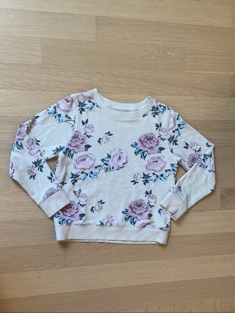 Peek Cream Floral Sweatshirt with Pink Roses